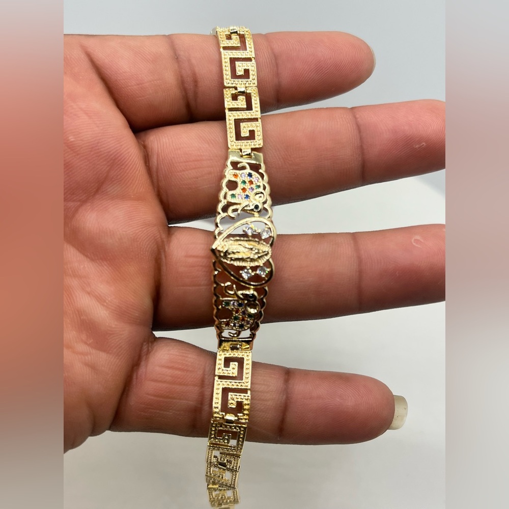 Gold filled Elegant Gold Bracelet with Red and Green Accents